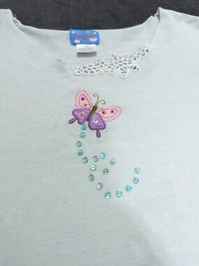 Y2K Cre8ions Butterfly Embroidered T-Shirt Size XL